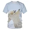 メンズTシャツメンズTシャツ3Dメン2022夏の印刷されたアニマルベアシャツ短袖