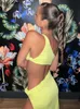 One Shoulder Cut Out Bodycon Dress Sexig Slit Midi Night Club Party Dress Women Sleeveless Backless Beach Summer Dress 220510