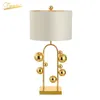 Bordslampor Moderna ledde alla Copper Lamp Luxury Golden Lights Lighting Fabric Lampshade vardagsrum sovrum sovrum ljusarmaturer