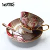 Yefine hoogwaardige botten porselein koffiekopjes vintage keramiek op geglazuurde geavanceerde thee en schotels sets luxe geschenken 210309