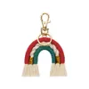 Ins Nordic Home Woven Rainbow Tassel Keychain Rattan Bag Ornament Tassels Decoration Wall Hanging Photo Props