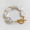 Charm Bracelets Vintage Gold Plated 18K Stainless Steel Bracelet Natural Pearl Beaded Handmade Chain For Women 2022Charm