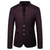 Botão de moda masculina da primavera decorativa Blazer Coat Chinese Style Slim Fit Stand Collar Colle Color Suit de traje 220504