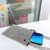イブニングバッグダイヤモンド電話クロスボディバッグ女性2022新しい高級デザイナーシルバーラインストーンネックレス小さな財布とハンドバッグ高品質220622