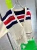 22ss Mens Women Designers cardigan Sweaters luxury stripe letter Crew Neck Paris Street long Sleeve green blue white S-2XL