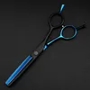 professional Japan 440c 5.5 '' blue&black hair cutting scissors haircut thinning barber haircutting shears Hairdresser 220317