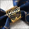 Кольца салфетки для украшения аксессуары кухонная столовая для обеда для дома сад розовый кольцо держатель кольцо золото серель капля доставка 2021 Skazp