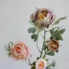 Couronnes de fleurs décoratives grande Rose pivoine en soie fausse branche de fleur décoration de la maison tête petit bourgeon décoration murale de fond de mariage