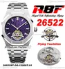 R8F 2652 Tourbillon de vide à main extra mince montre 41 mm sihh cadran violet mécanique bracelet en acier inoxydable super édition pureitme e5