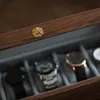 Boîtes de montre en bois massif, boîte de rangement mécanique, présentoir de bijoux à main, couvercle rabattable Vintage en verre Transparent, boîtes de montre à 5 grilles