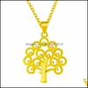 Collane con ciondolo Moda creativa Collana di trifoglio placcato oro Ottone Pendenti con albero della vita Consegna di goccia 2021 Gioielli Dhseller2010 Dhvfh