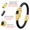 Bedelarmbanden feng shui pixiu armband ronde natuurlijke edelsteen gevlochten lederen touw dames mode roestvrij staal juwelierjongarm