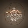 Pendant Lamps Nordic Iron Chain Cage Crystal Lights American Black RH Industrial Lamp Vintage Home Decor Hanging Light For Living RoomPendan