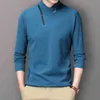 New Men T-Shirt Long Sleeve Tops Solid Zipper Mock Neck Pullover Male Hombre Warm Tees Autumn Winter Clothing Camisetas L220704