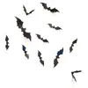 12pcs / set svart 3d diy pvc bat vägg klistermärke dekal hem halloween dekoration bat dekor