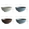 Bol de nouilles en céramique de 8 pouces japonais Ramen Bowl Stripe Design Grand bol à soupe Restaurant Ménage Rétro Vaisselle 220408