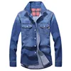 100% Baumwolle Männer Klassische Retro Denim Hemd Herbst Business Lose Beiläufige Jean Jacke Männliche High-End-Marke Lange Ärmeln hemden 220322