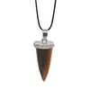 Pendentif Colliers Black Onyx Quartz Collier Tear Drop Point Cône Cristaux de guérison et pierres Bijoux Déclaration Bijoux