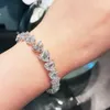 Joyería para mujer, pulseras de diamantes de plata con alto contenido de carbono 925, diamante de simulación en forma de corazón, tenis de 7*7mm