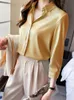 Frauen Blusen Hemden Kleid Frauen Dreiviertel-Ärmel Hemd Büro Dame Französisch Mode Weibliche Kleidung Taste Unten Für