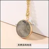 Konst och hantverk Round Stone Crystal Charms Gold Chain Pendant Halsband Tiger Eye Rose Quartz Wholesale Jewelry for Wome SP Sports2010 DHRLD