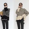 Sweaters Striped Turtleneck Sweater Women's 2022 Spring and Autumn Loose Design Niche Knitted Pullover Coatwomen's Begu22