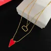 Double Chains Letter Necklaces Love Heart Pendant Necklace Women Personality Long Necklaces For Girlfriend Gift With Box