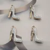 Charms 10 stycken Emalj High Heels Charm Make Women's Shoes Pendant Necklace Key Chain Jewelry Wholesale 20x15mm