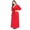 Плюс платья размера женщин элегантный летний красный цвет повседневное платье Slim Fit Maxi вечерняя мода Sundress XL-6XL оптом 2022