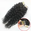 Brazilian Curly Hair Skin Weft 100% Human Hairs Tape in Microlinks Extenion Natural Color 40 Pieces For Women