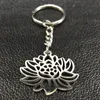 Porte-clés mode Lotus acier inoxydable pour femmes couleur argent fleur de vie porte-clés bijoux Porte Clef K774S06