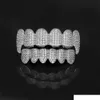 Bling Dents Grills Set Or Argent Plaqué Cubique Zircone CZ Haut Bas Grilles Dentaires Cap Pour femmes hommes Corps Bijoux