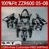 Injection Mold Bodys For KAWASAKI NINJA 600CC ZZR600 05 06 07 08 White flames Bodywork 134No.52 100% Fit ZZR-600 600 CC 05-08 ZZR 600 2005 2006 2007 2008 OEM Fairings Kit