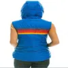 Women's Down Parkas Autumn Girl Rainbow Stripe Sleeveless Zipper Hooded Cotton Vest