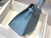 25cm handmade luxury Bag women designer purse brand handbag epsom Leather wax line stitching grey blue etc colors wholesale price