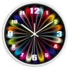 Wall Clocks Creative Abstract Fake Neon Light Design Clock Glass Metal Coloful For Living Room OfficeWall