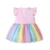 Girl's Dresses 2022 Girls Cute Dress Summer Baby Kids Flying Sleeve Mesh Sweet Short-sleeved 0-5 Year Toddler Children Clothing