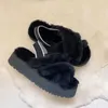 Dam Herr 35-44 Puffer Fluffy Fluff Tofflor Plattform Päls Slide Sandal Australian Australia Designer Tofflor Furry Slide Pantoufles Lyx