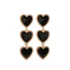 Dangle & Chandelier 2022 Ly Designed Three Heart Chain Long Earrings Women Red Black White Shaped Gold