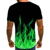 T-shirt da uomo Flaming Uomo Donna TShirt Rosso Verde Blu Fiamma Casual Tee Top Streatwear O-Collo Sconto all'ingrosso Uomo