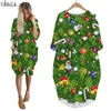 Santa Claus HO Dress 3D Printed Baggy Women Dresses Long Sleeve Female Gown Pocket Dresses for Party and Christmas W220616