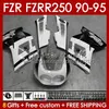 Karosserie für Yamaha FZR250R FZRR FZR 250R 250RR 1990 1991 1992 1993 1994 1995 143No.126 FZR250RR FZR-250R FZR-250 FZR250 FZR 250 R RR 90 91 92 93 94 95 Verkleidung glänzend grau