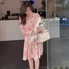 Sukienki swobodne 2022 Summer francuski elegancki elegancki sukienki Słodka kwiatowa midi żeńska koreańska impreza Y2K Ladies Kawaii