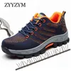 Zyyzym Мужчины работают безопасные ботинки плюс размер открытые стальные носки дышащие кроссовки Защитные пункция.