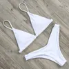 Mini Bikini Set Micro Badpak Vrouwen Push Up Bikini Sexy Badmode Halter Bandage Badpak Effen Mayo Braziliaanse Biquini 220427