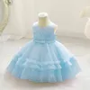 Bebê para meninas vestido de alta qualidade princesa casamento flor menina lantejoulas inchado gaze arco bolo vestidos arco aniversário festa à noite pala7688103