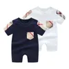 Neue Neugeborene Overall-spielanzug Infant Baby Mädchen Junge Designer Baumwolle Kleidung Brief Gedruckt Weiß Kurzarm Kleinkind 17 stil
