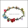 Kwiaty Wieńce Hairband Fashion Fashion Panna młoda Czeski Kwiat Pałąk Wedding Floral Garland Headwear Party Włosów Akcesoria Drop Dostawa 2021 de