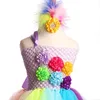 Girl's Dresses Rainbow Baby Girls Fancy Tutu Dress Holiday Flower Fluffy With Headband 1st Birthday Po Costume TS092Girl's