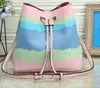 Women Luxurys Designers Bags 2021 bucket bag tie-dye printing cherry blossom pink handbag designer shoulder messenger outdoor